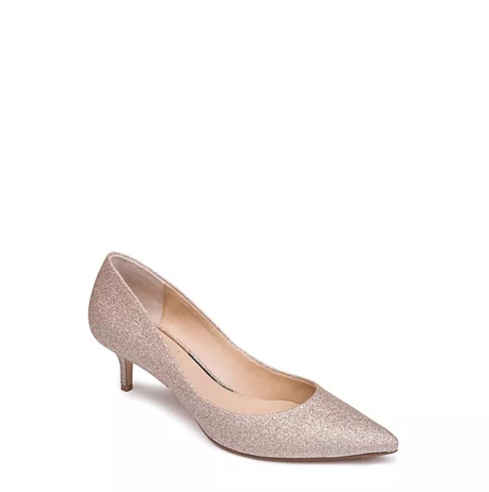 Jewel Badgley Mischka Women's Royalty Kitten Heel Glitter Evening Pumps Size 7.5